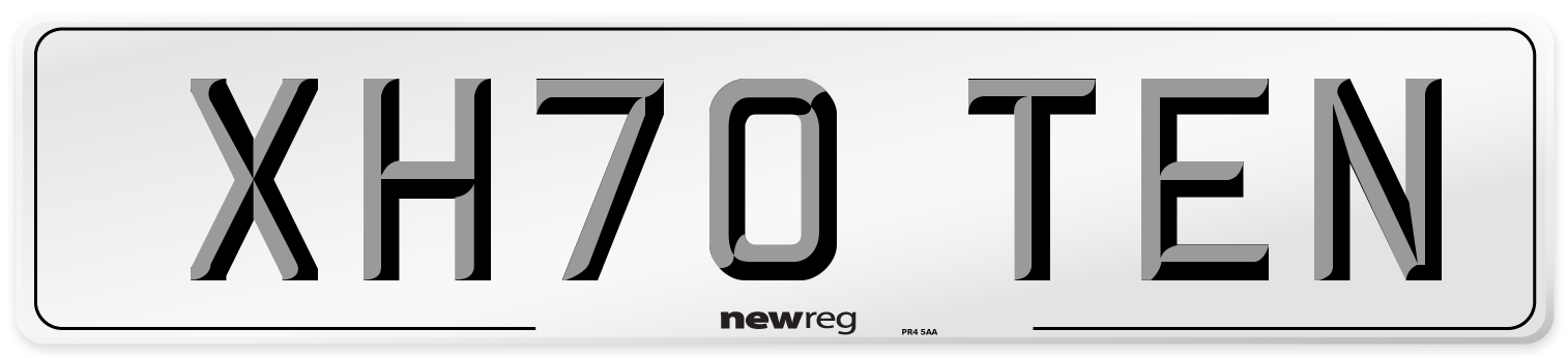 XH70 TEN Number Plate from New Reg